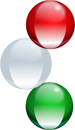Red, white and green balls